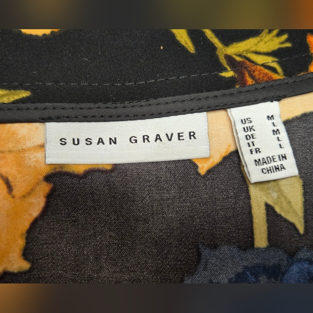 Susan Graver NWOT Black Floral Print Lightweight Spring Jacket Size M - Picture 7 of 9
